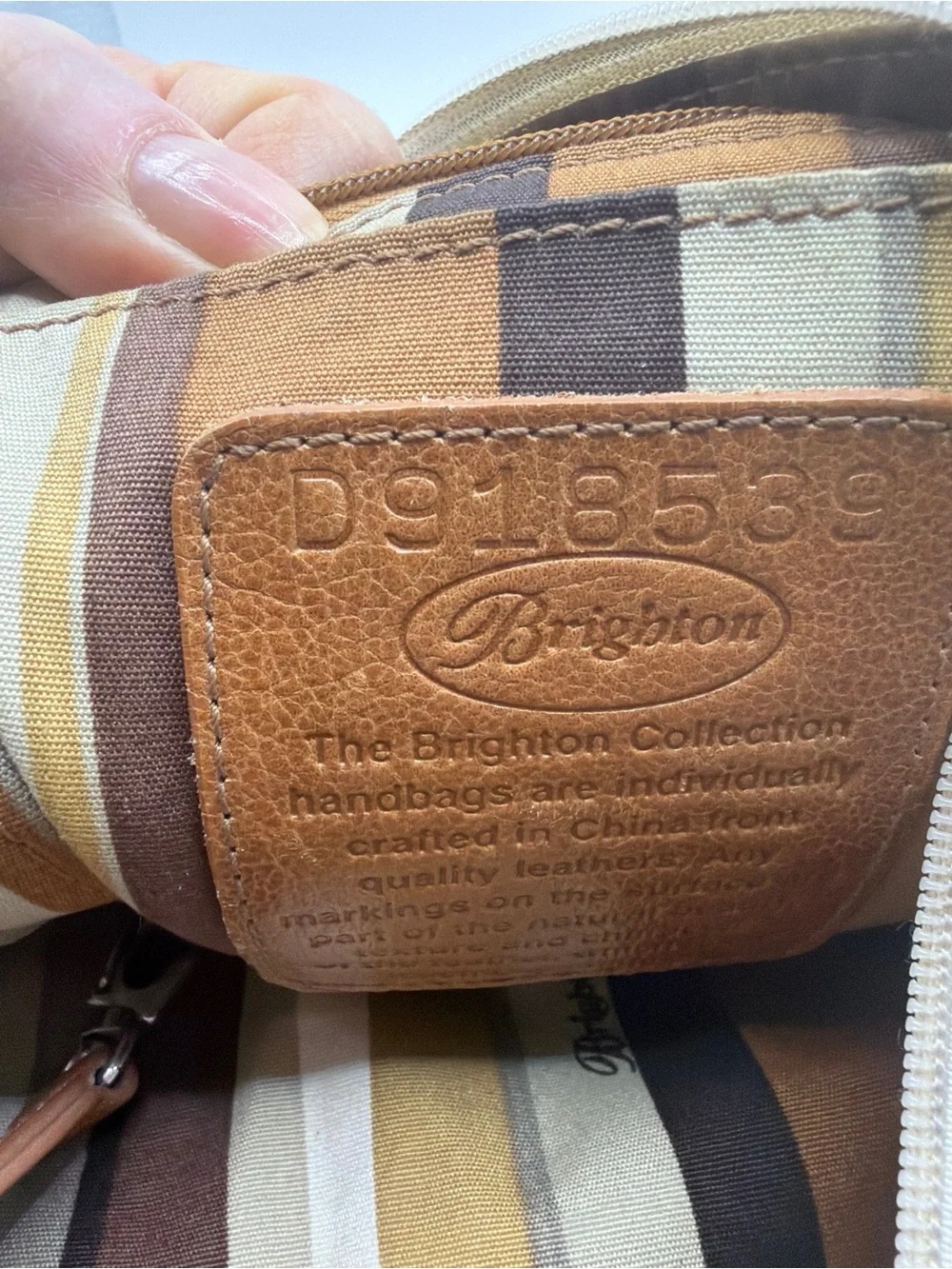Brighton Ivory Leather Hobo with Braided Tan & Brown Strap